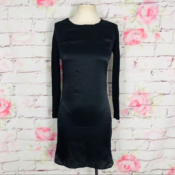 Reiss long sleeve silk front jersey back dress - Picture 2 of 8